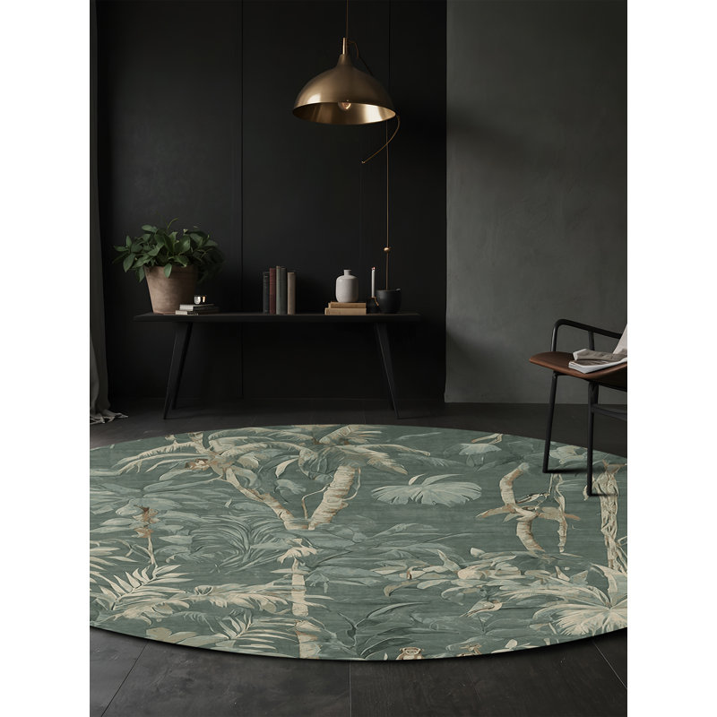 Tapis gris lavable à la machine, Rond 5 pi