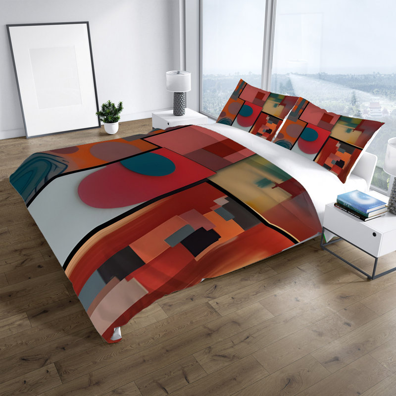 Polyester Abstract Duvet Cover, King Duvet Cover + 2 King Shams