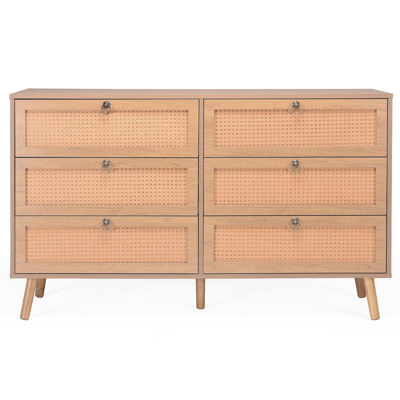 Commode double à 6 tiroirs en rotin pour chambre à coucher, commode, commode à tiroirs moderne, Rétro