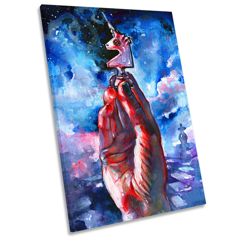 Unicorn Chess Piece Abstract Picture - Wrapped Canvas Art Prints, 45.7" H x 30.5" W x 2" D