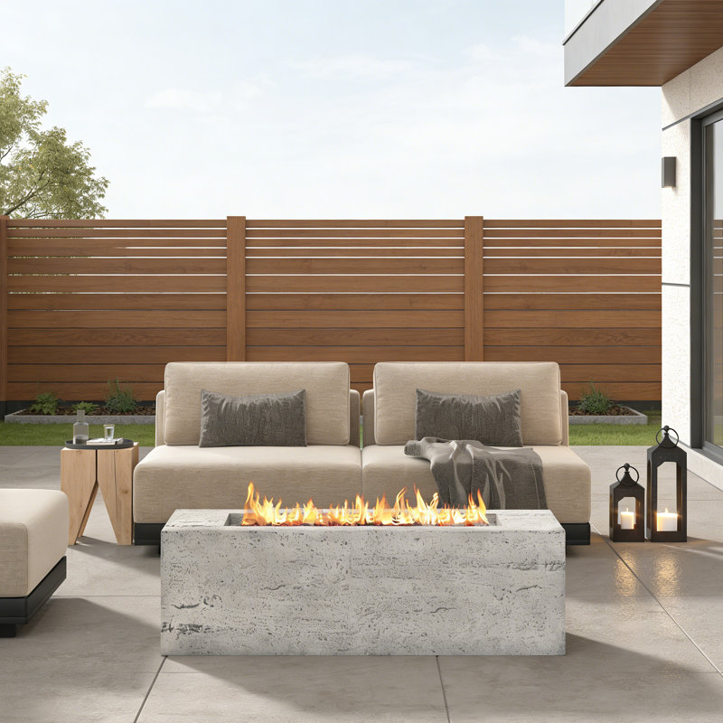 Table de foyer d'extérieur moderne au gaz 41,9 po avec corps MGO, foyer au propane rectangulaire 40 001 BTU avec flamme réglable et housse de protection