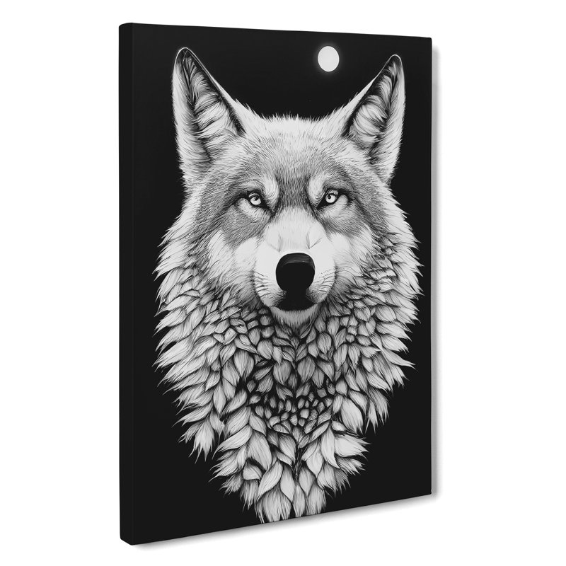 Monochrome Wolf No.1 - Wrapped Canvas Print, 60cm H x 40cm W x 3cm D