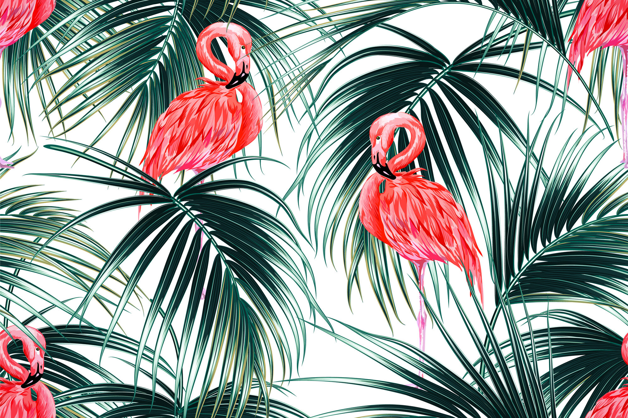 Removable Wall Paper Self Adhesive Flamingo Print Tropical  Etsy