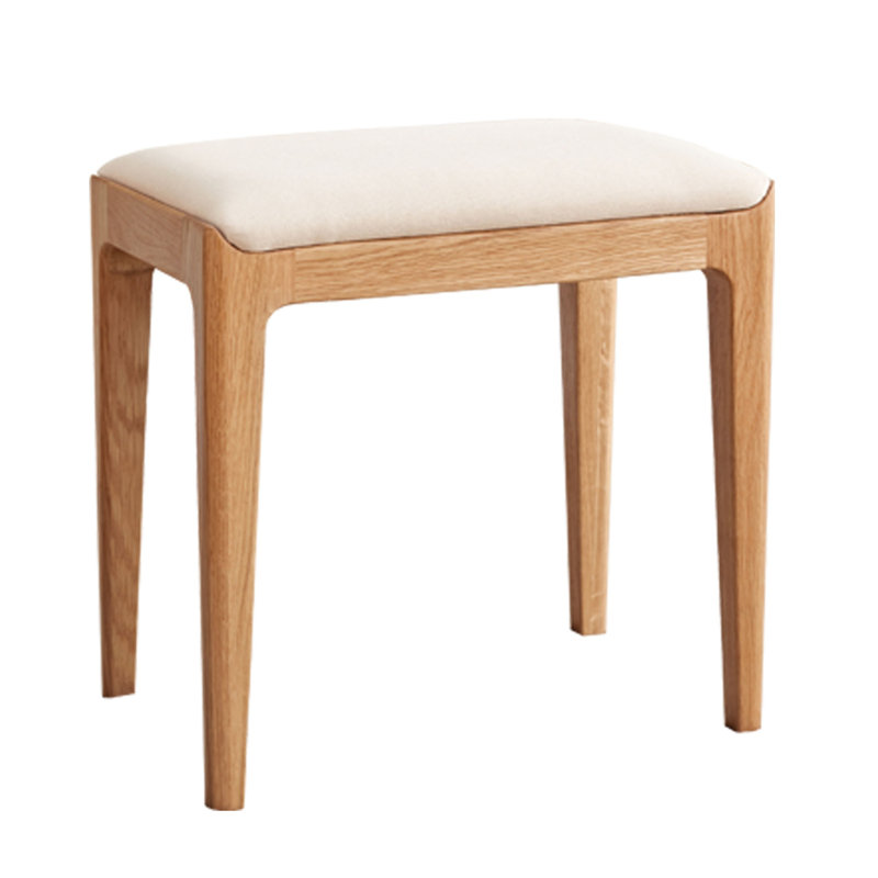 Tabouret de coiffeuse en chêne rouge massif, Naturel