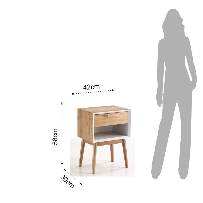 Kayden 42cm W Solid Wood Bedside Table