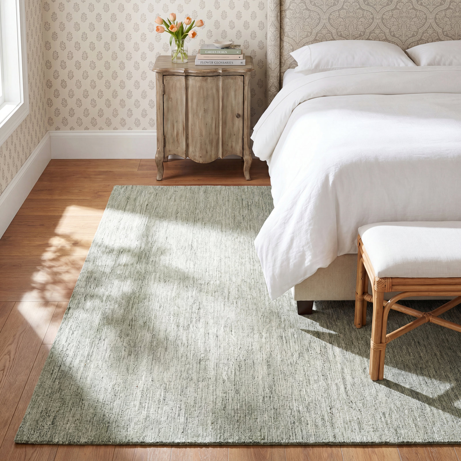 Isiah Sage Beige Hand-Tufted Wool Rug, Rectangle 8' x 10'