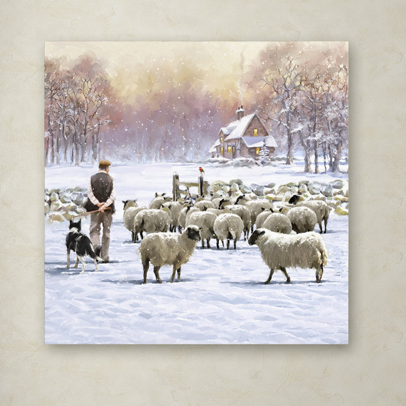 «Sheep Shepherd» par Armand, reproduction sur toile, H 14 po x l 14 po x p 2 po