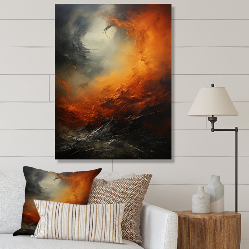 Lauana " Orange Storm Force Of Nature I ", Wrapped Canvas, 32" H x 24" W x 1" D