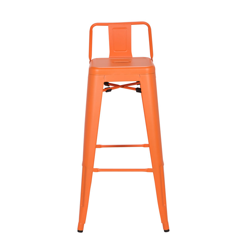 Steel Counter Stool with Steel Frame, Frosted Orange