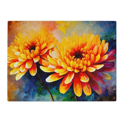 Chrysanthemum Flowers Vol.4  Glass Chopping Board