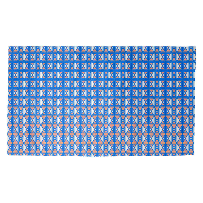 Tapis de couleur bleue losanges ligné Avicia, Rectangle 2 pi 2 po x 3 pi 4 po