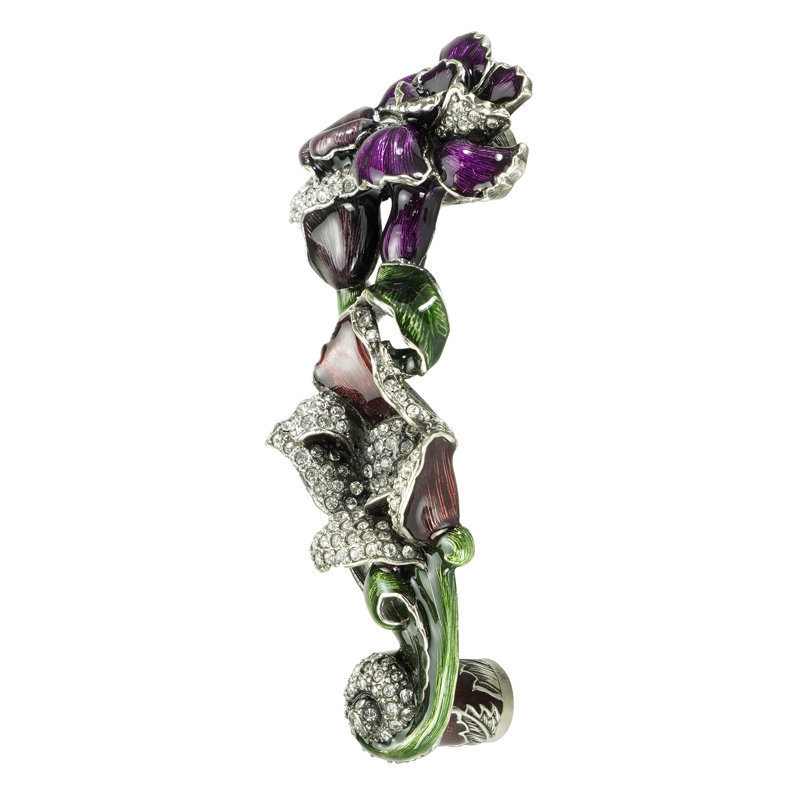CHARTRES 3-1/2" C TO C PULL; BUDDHA BURGUNDY, WILD BERRY, RED MAHOGANY; DECORATED WITH SWAROVSKI®CRYSTALS, Silver