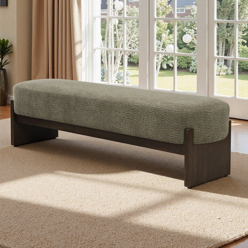 Banc de rangement pour repose-pieds texturé, Brun, vert foncé