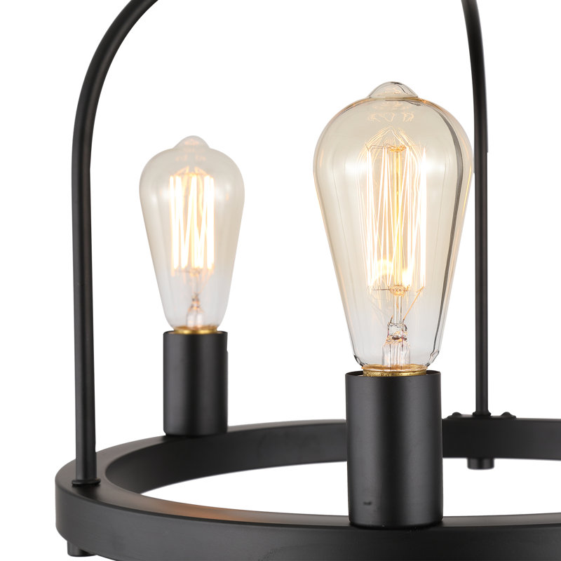 Luminaire suspendu style campagne moderne à 3 lumières Black Chandelier