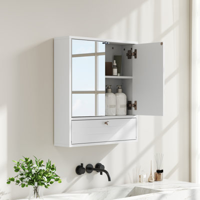 Nikkolette 21.5'' W 24.5'' H Surface Frameless Medicine Cabinet Mirror Adjustable