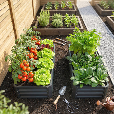 4' x 2' x 1' Set of 2 Raised Garden Bed, Grey
