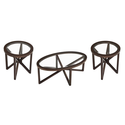 Table basse ronde en bois et verre d'inspiration Mid-Century pour café club 22 po x 22 po x 23 po, capacité de 250 lb, usure
