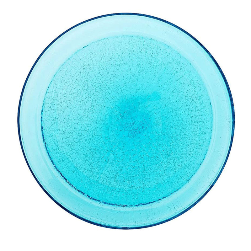 Glass Birdbath, 3" H x 12.5" W x 12.5" D, Teal