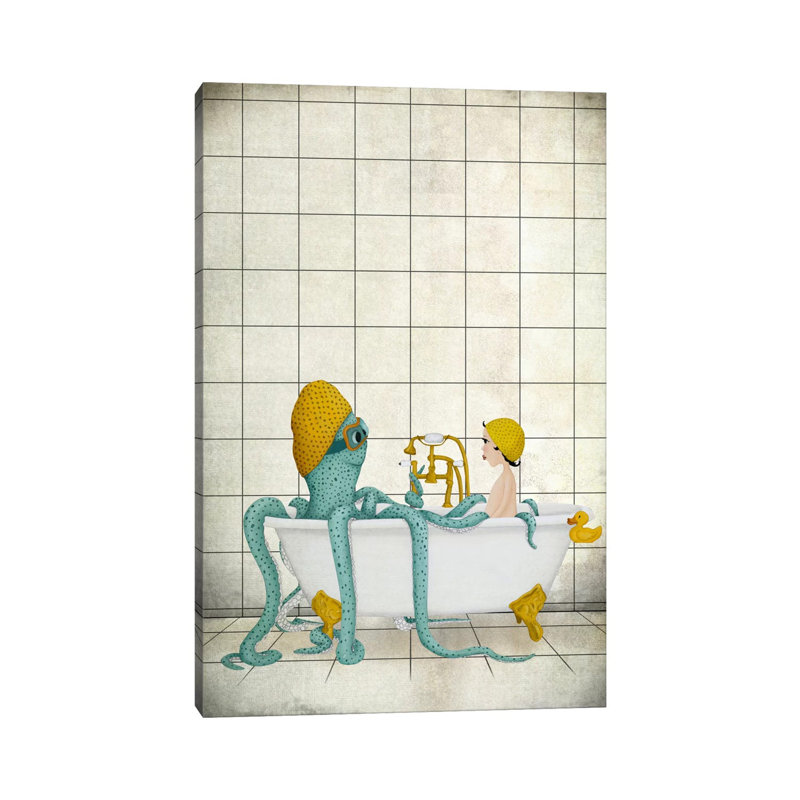 Bath Time by Majali - Wrapped Canvas Print, 20.32 cm H x 30.48 cm W