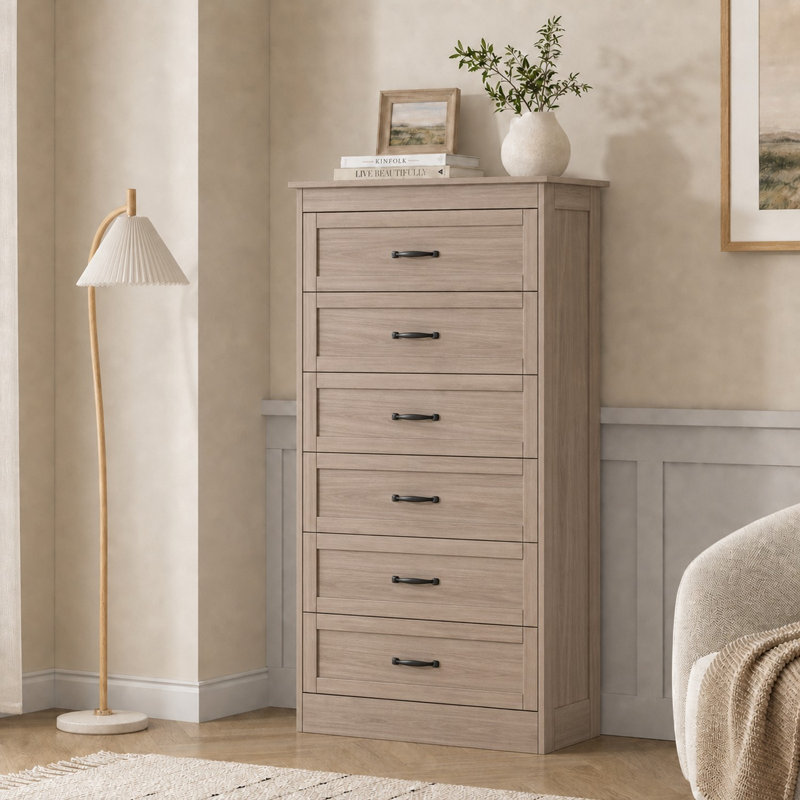 Commode à 6 tiroirs l 26,7 po, Brun