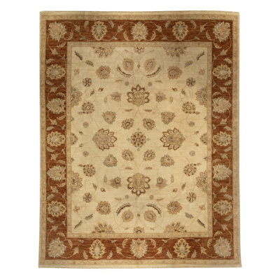 Tapis crème et rouille noué à la main de haute qualité