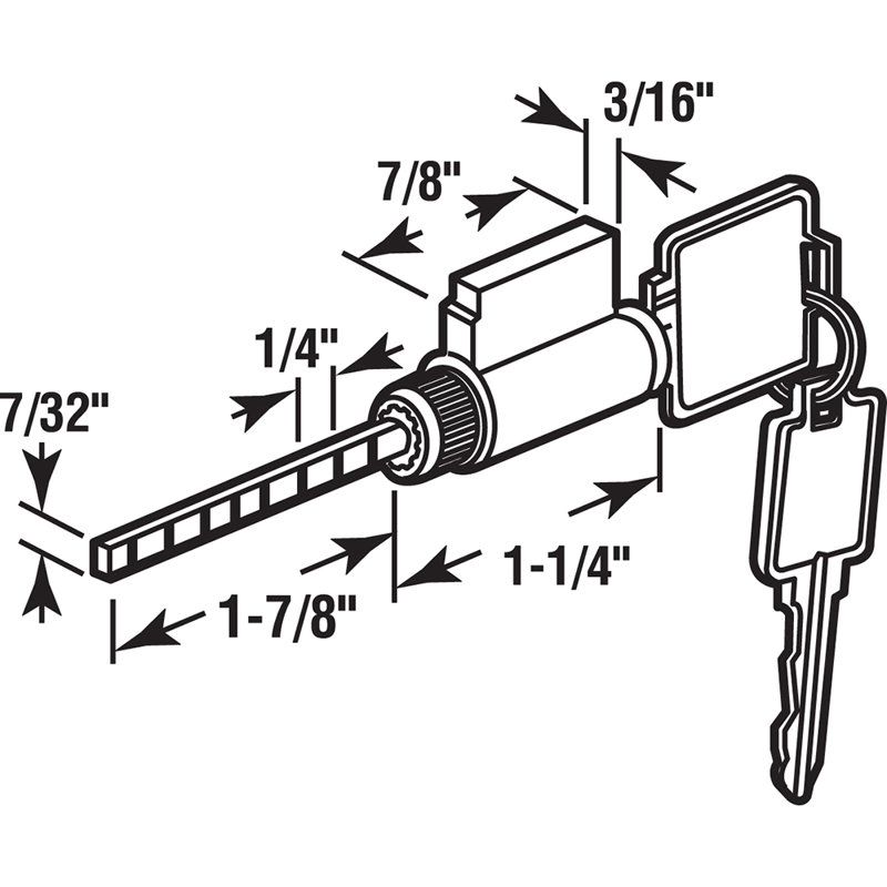 Brass and Steel Keyed Patio Door Cylinder Lock