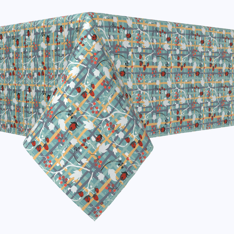 Geometric Christmas Tablecloth, 70" L x 70" W, Green Beautiful Berry Weave