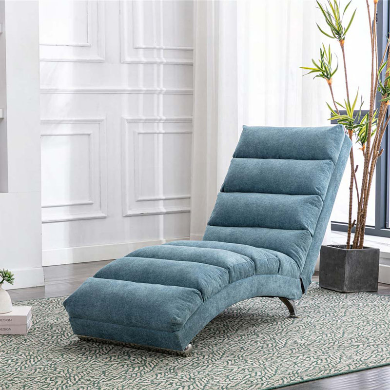 Chaise longue rembourrée Laquasia, Lin bleu