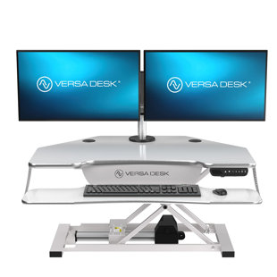 VersaDesk PowerPro 36" Electric Corner Standing Desk Converter Riser with USB Charging Port