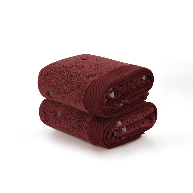 Ensemble de 2 serviettes 100% coton Jazmenn, Fuchsia / lilas