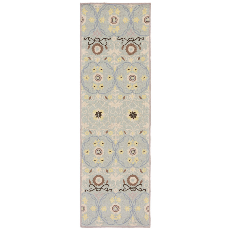 Stockertown Hand Hooked Wool Pile Geometric Rug, Runner 2'6" x 8'