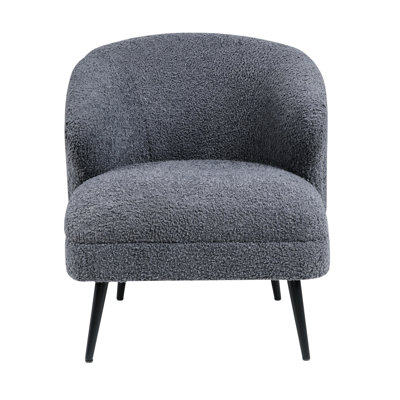 Luxury Accent Chair With Dark Gray Boucle Covering And Package Width For Room Upholstered Metal Legs Living Area