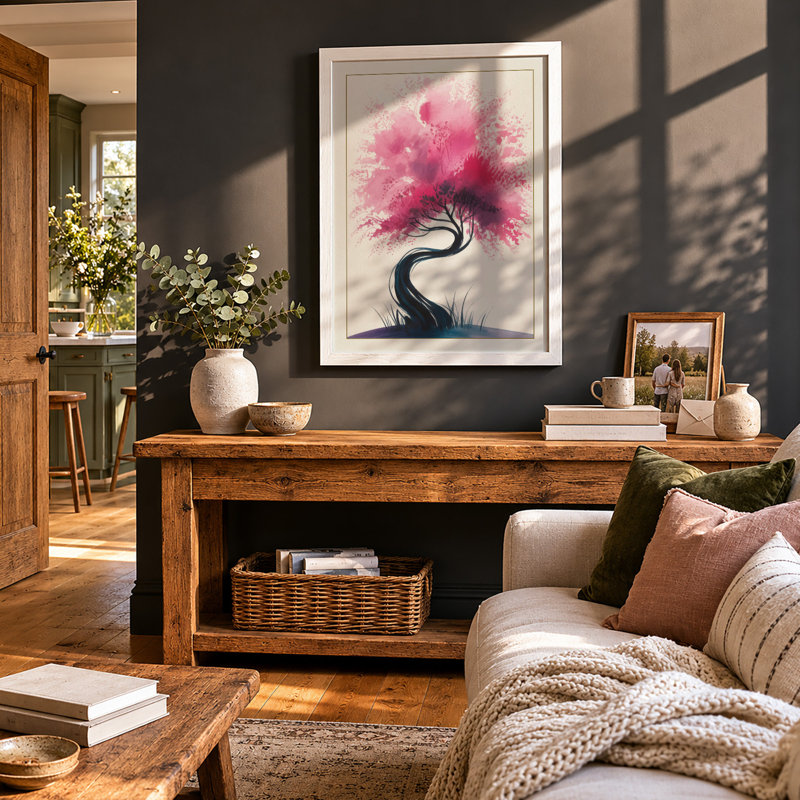 Twilight Tree Botanical - Framed Print, A3 - 42.0 x 29.7 cm, White