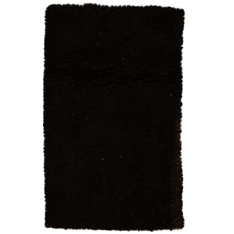 Hand Knotted Wool Area Rug in Black, Rectangle 3' x 5'