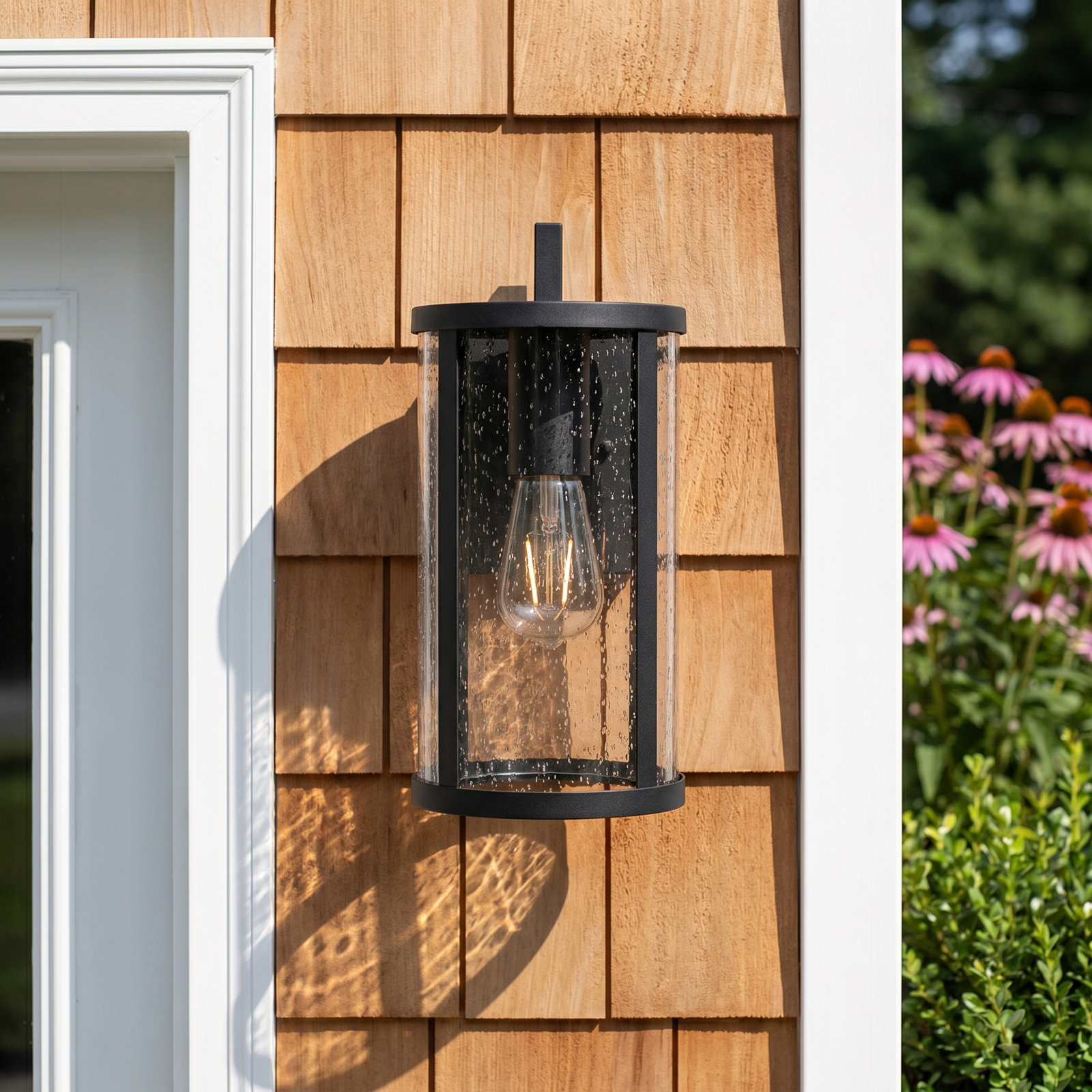 Iriye Single Light Cylinder Outdoor Wall Light, 13.00" H x 6.00" W x 8.00" D