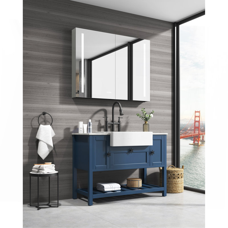40 po X P 30 po Grande armoire à pharmacie rectangulaire en aluminium avec miroir H H