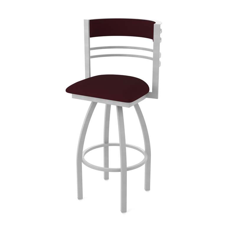 Hunter Swivel Stool, Vinyle - Canter Bordeaux, Nickel anodisé, Tabouret de comptoir (siège d'une hauteur de 25 p