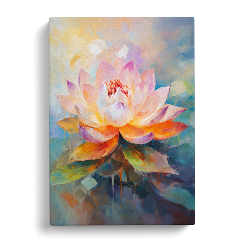 Lotus Flower Gestural Art No.2 - Wrapped Canvas, 76cm H x 50cm W x 3cm D