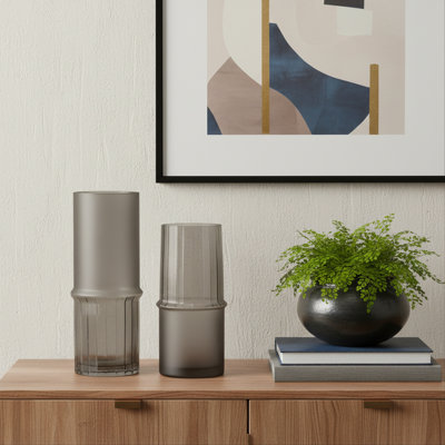 Grey Two-Toned Glass Vase (Set of 2)