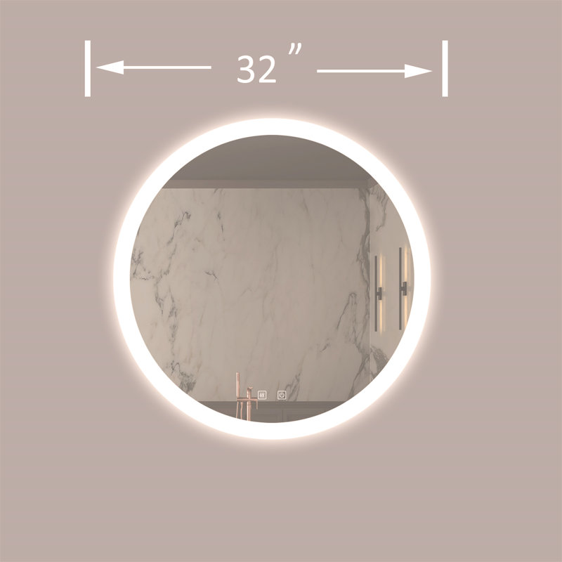 Miroir de salle de bain pour salle de bain avec lumière intense, intensité variable, contrôle de l'interrupteur mural, antibuée, IRC 95 réglable 3000K-4500K-6000K, économie d'énergie IP54