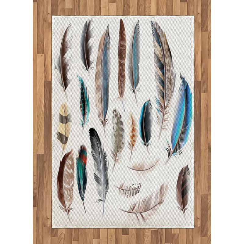 Feathers Gray Area Rug, Rectangle 4' x 5'8"