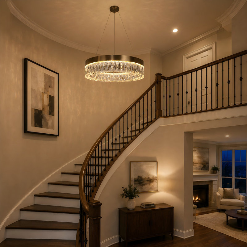  Shymir Gold Crystal Drum Integrated LED Chandelier