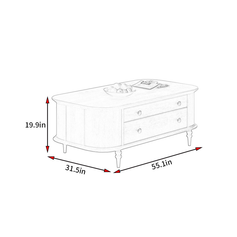 American Minimalist Style Coffee Table, Light Brown