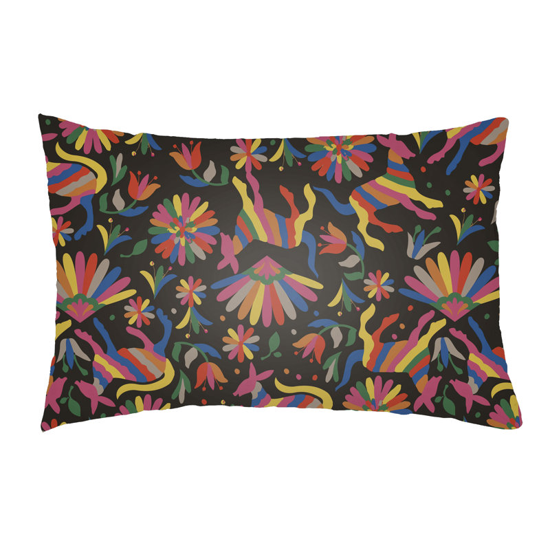 Lolita Pablo Indoor / Outdoor Lumbar Pillow, Poppy Red/Hot Pink/Black