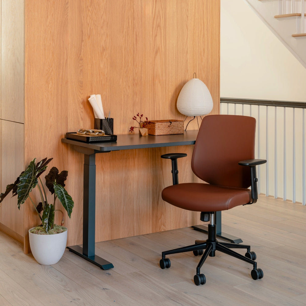 Office Chair with Lumbar Support, Mahogany, Black