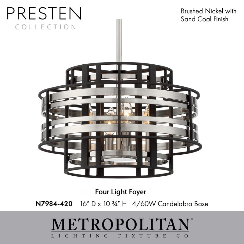 Brushed Nickel and Sand Coal 4-Light Mini Pendant