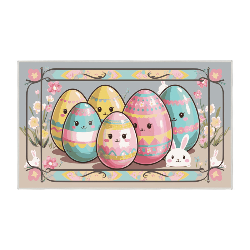 The Holiday Aisle® Easter Spring Holiday Rug, Rectangle 4' x 6'