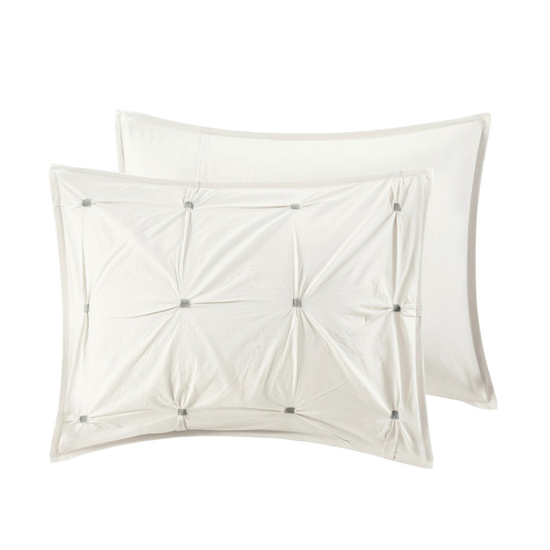 3 pièces édredon en coton - broderie élastique très grand / très grand blanc, Édredon très grand et 2 taies d'oreiller