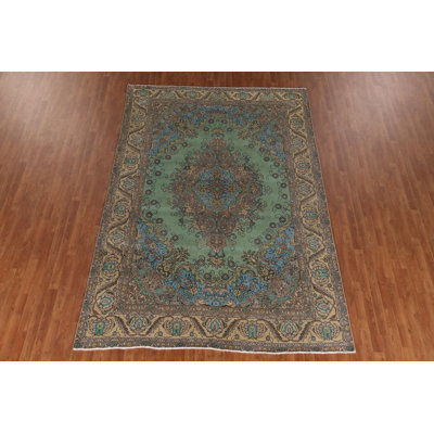 Green Wool Traditional Area Rug 8x11