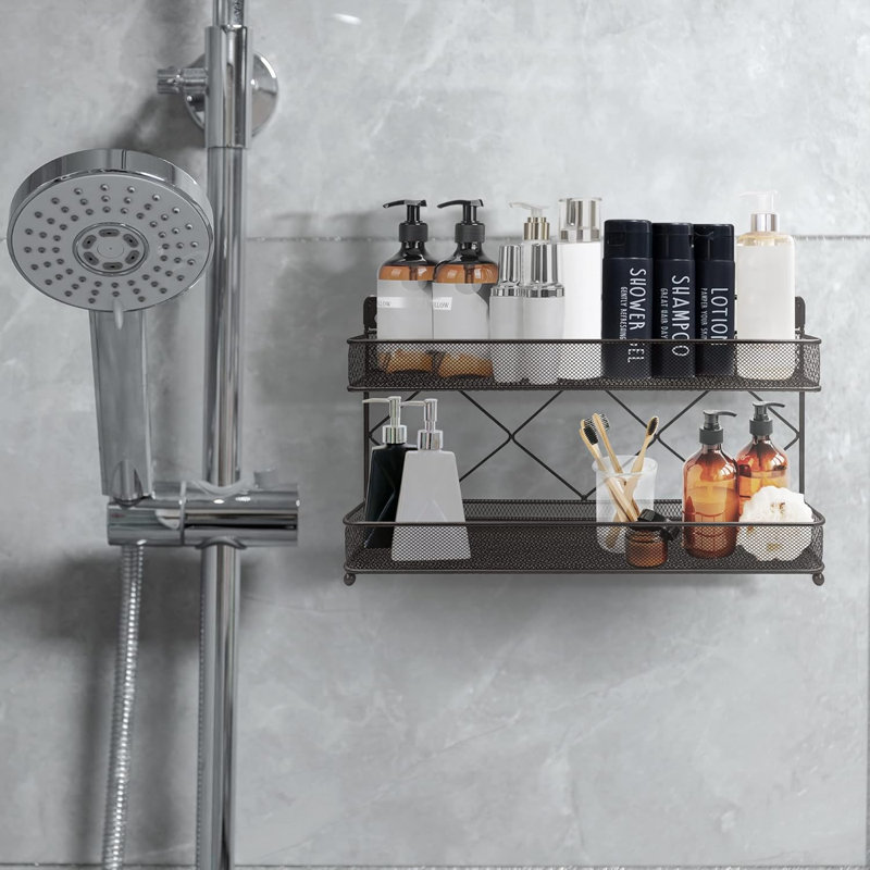 Étagère à épices de cuisine à 2 niveaux pour comptoir ou fixation murale, organisateur de rangement de pots, support d'armoire, organisateur d'assaisonnement pour épices (bronze)